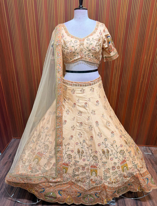 Golden yellow crop top Lehenga