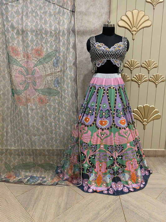 Lavender pink PDP crop top lehenga