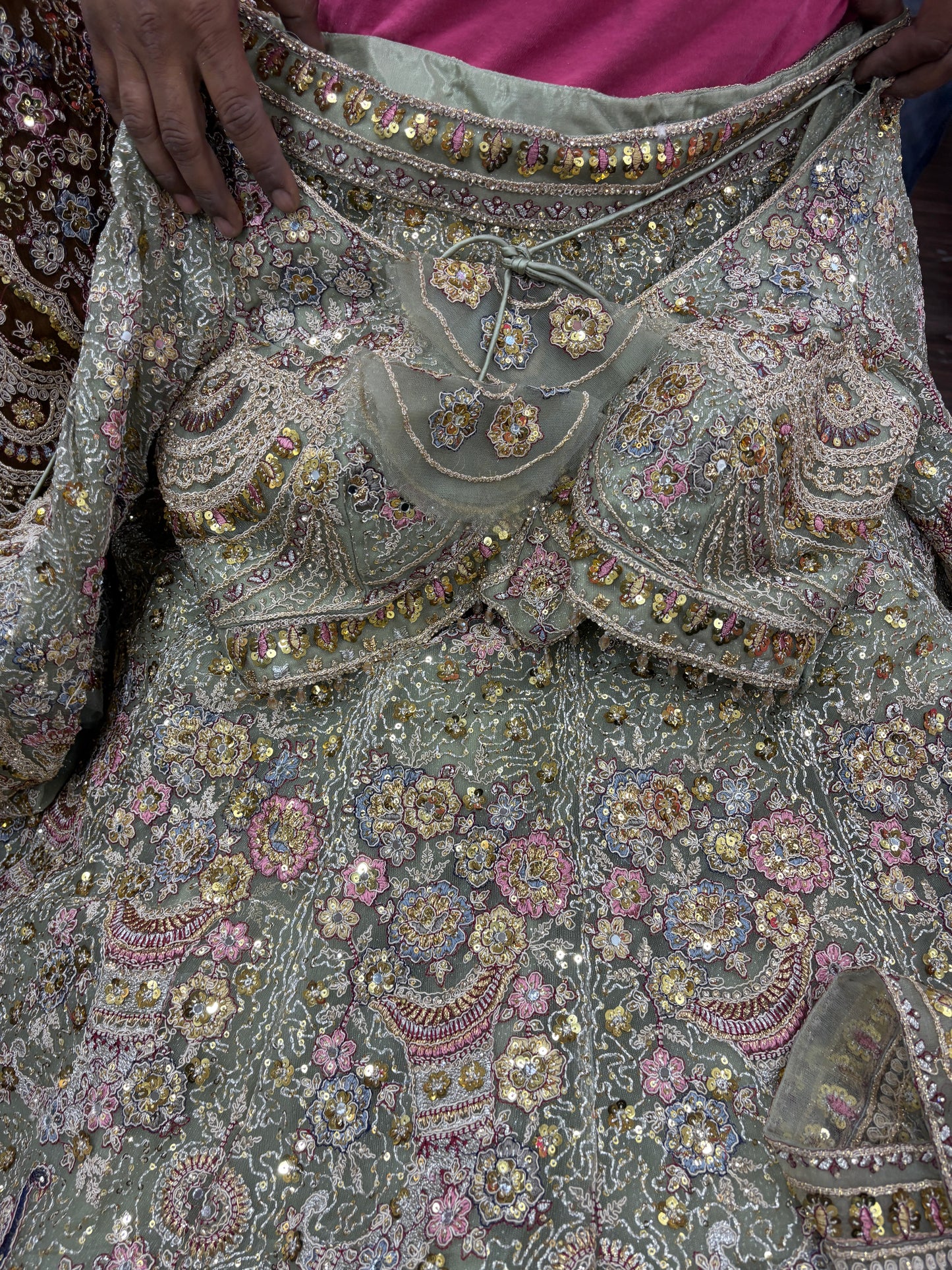 Engaging green peacock crop top Lehenga 16 kali