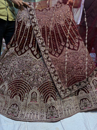 Khoobsurat Red Jhumka bridal Lehenga