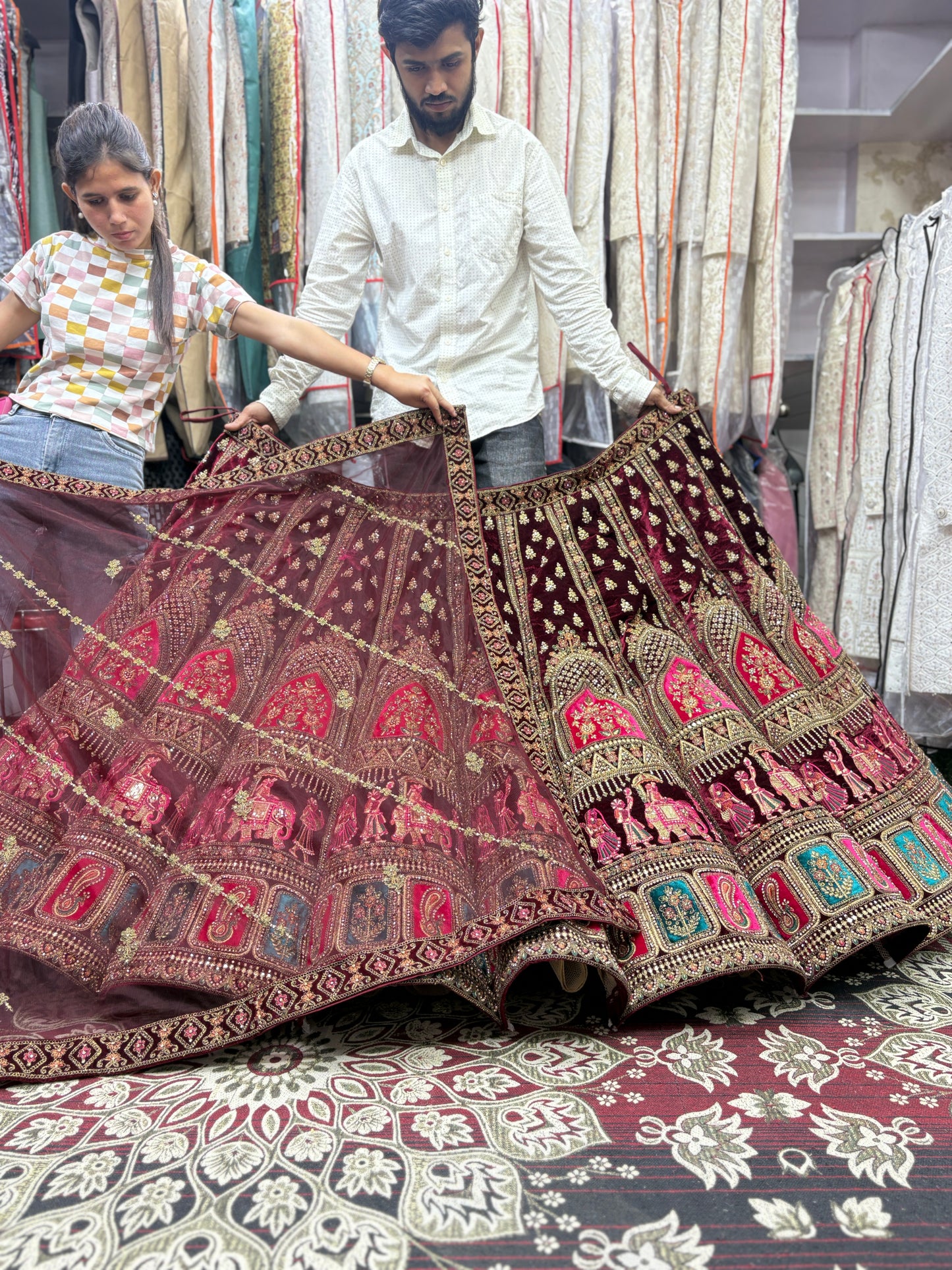Fabulous maroon Doli barat ball bridal Lehenga