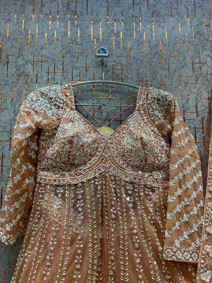 Golden Long Farshi Garara Indo Western Dress
