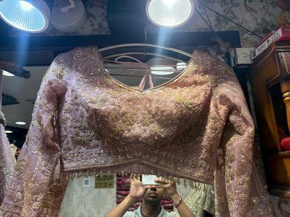 Awesome baby pink crop top Lehenga