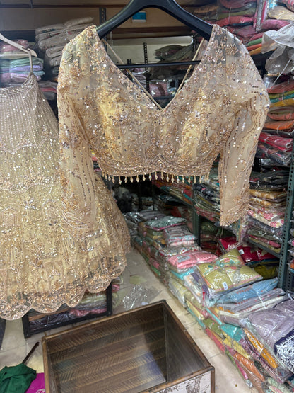 Gorgeous golden Crop Top  Lehenga