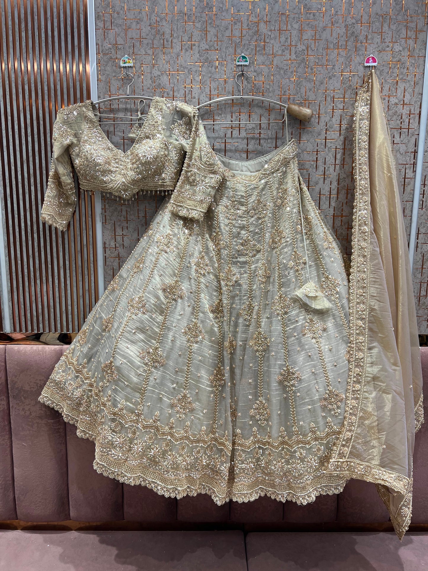Golden Salsa Crop Top Lehenga