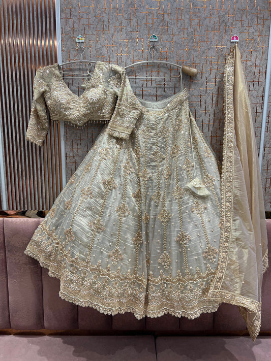 Golden Salsa Crop Top Lehenga
