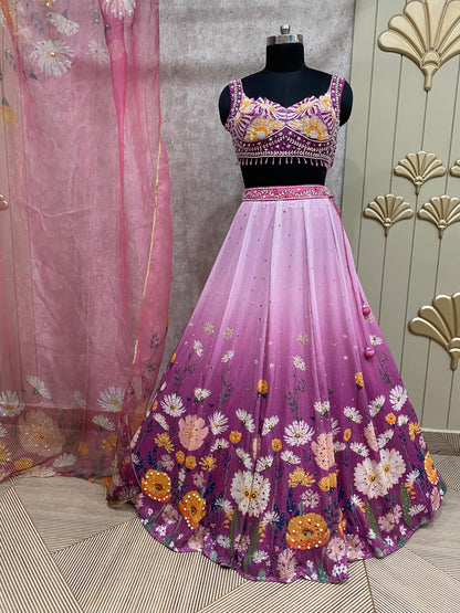 Lavender Pdp Crop Top Lehenga