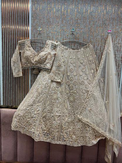 Stunning White Crop Top Lehenga