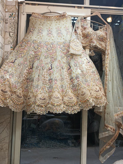 Glamorous purple peacock crop top lehenga