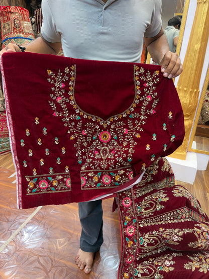Maroon peacock Ball Bridal Lehenga