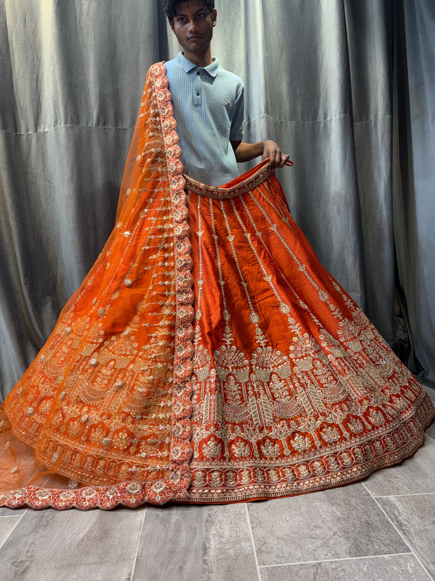 Pleasing Orange Lehenga