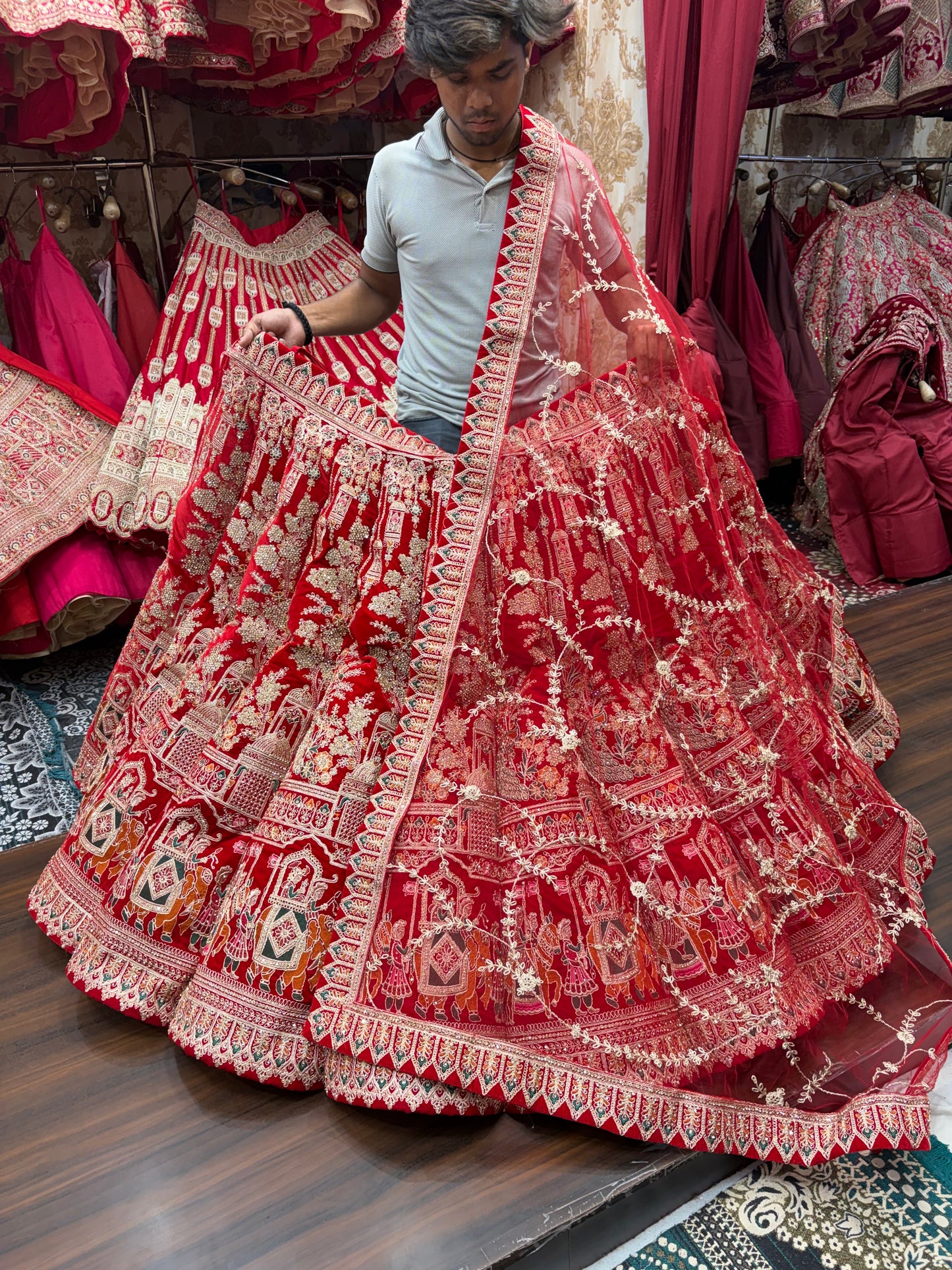 Rani Pink Doli Barat Peacock Ball Bridal Lehenga - Shopping World