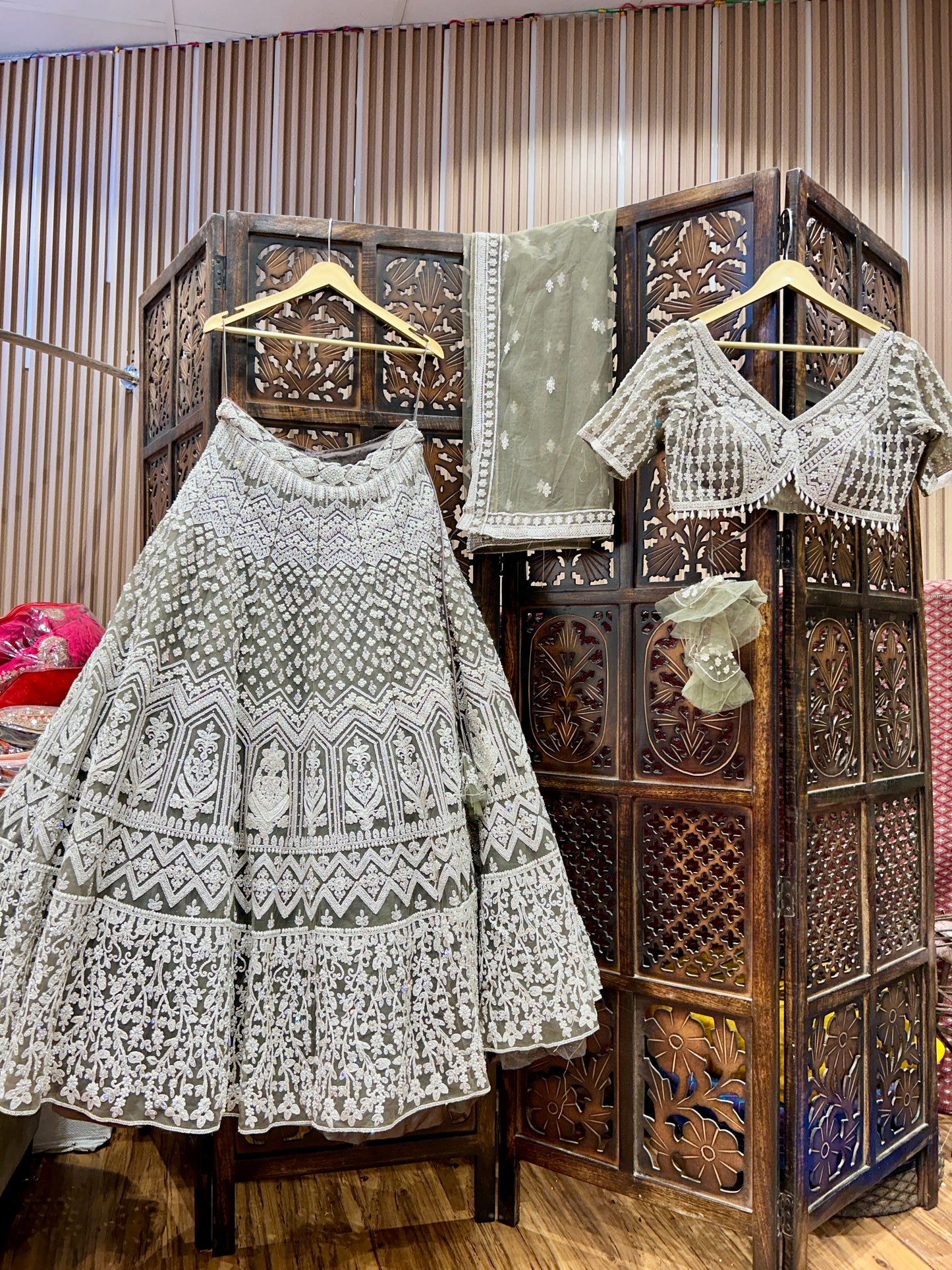 Amazing light green crop top lehenga