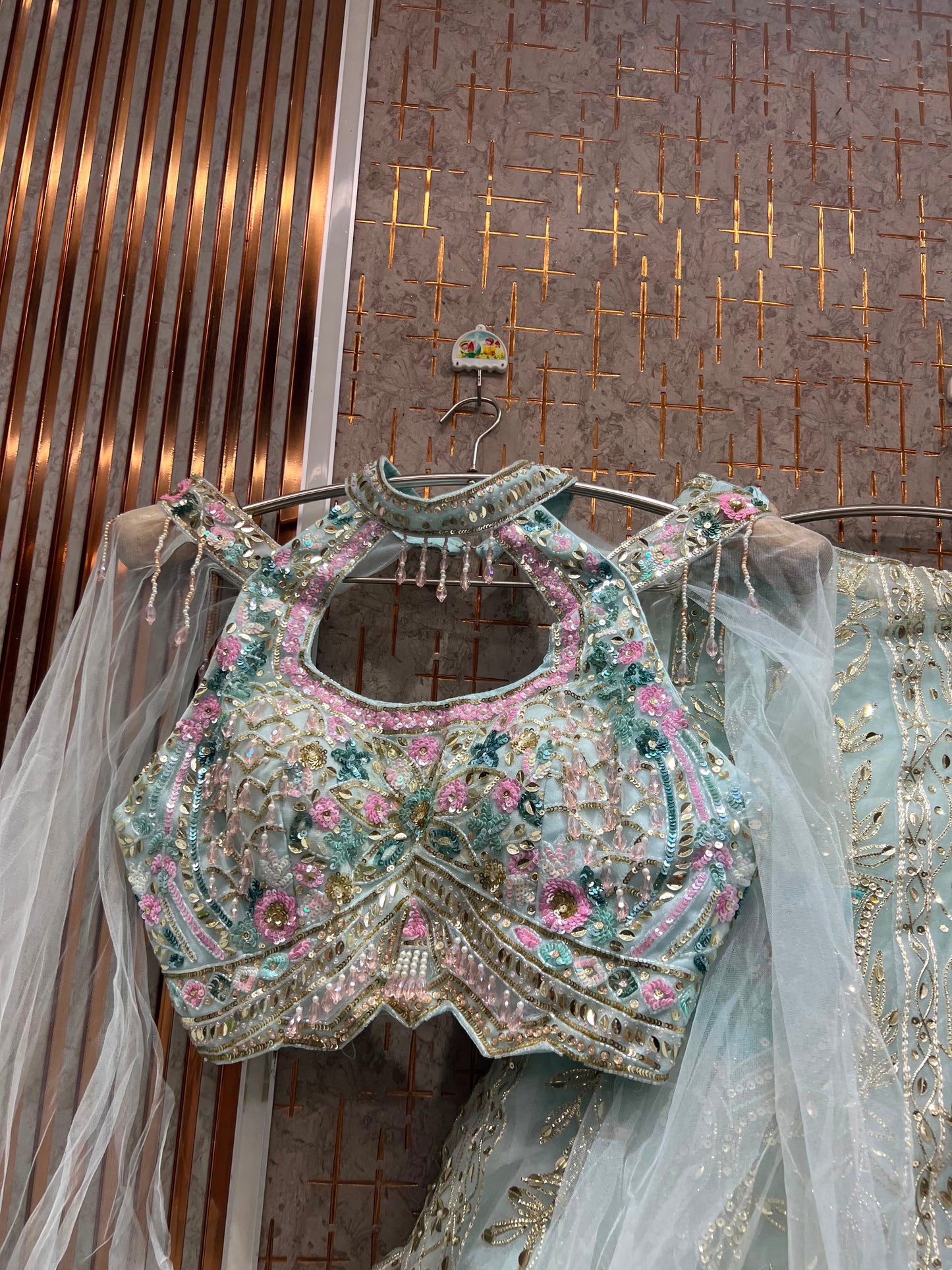 Sky Blue Pdp Crop Top Lehenga