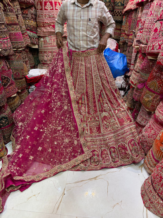 Pink orange Bridal Lehenga