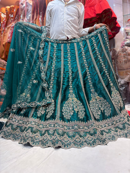 Beautiful blue teal green peacock Lehenga