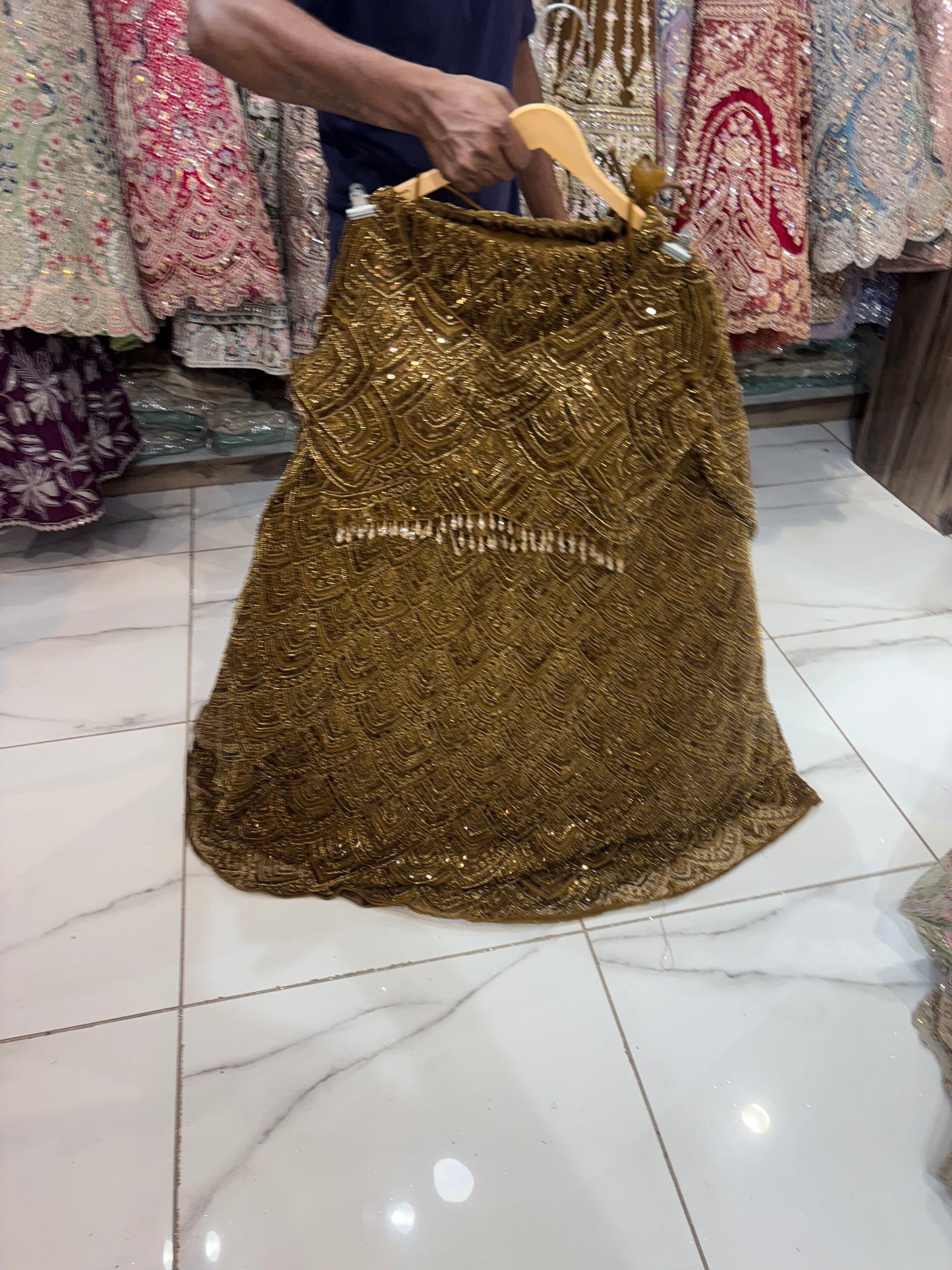 Pleasing golden Crop Top Lehenga