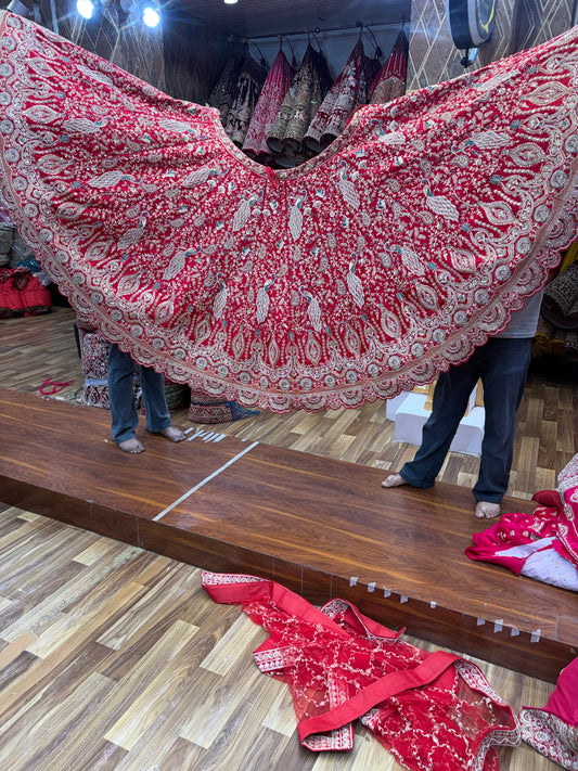 Rani Pink Peacock Designer Bridal Lehenga