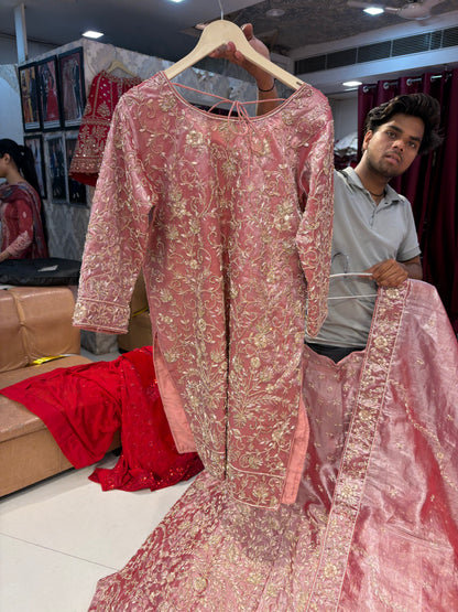 Pink peplum long Dress Farshi Gaharara Dress Special