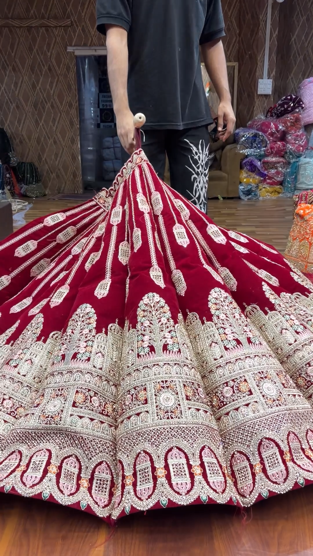 Cherry Maroon Ball Bridal Lehenga