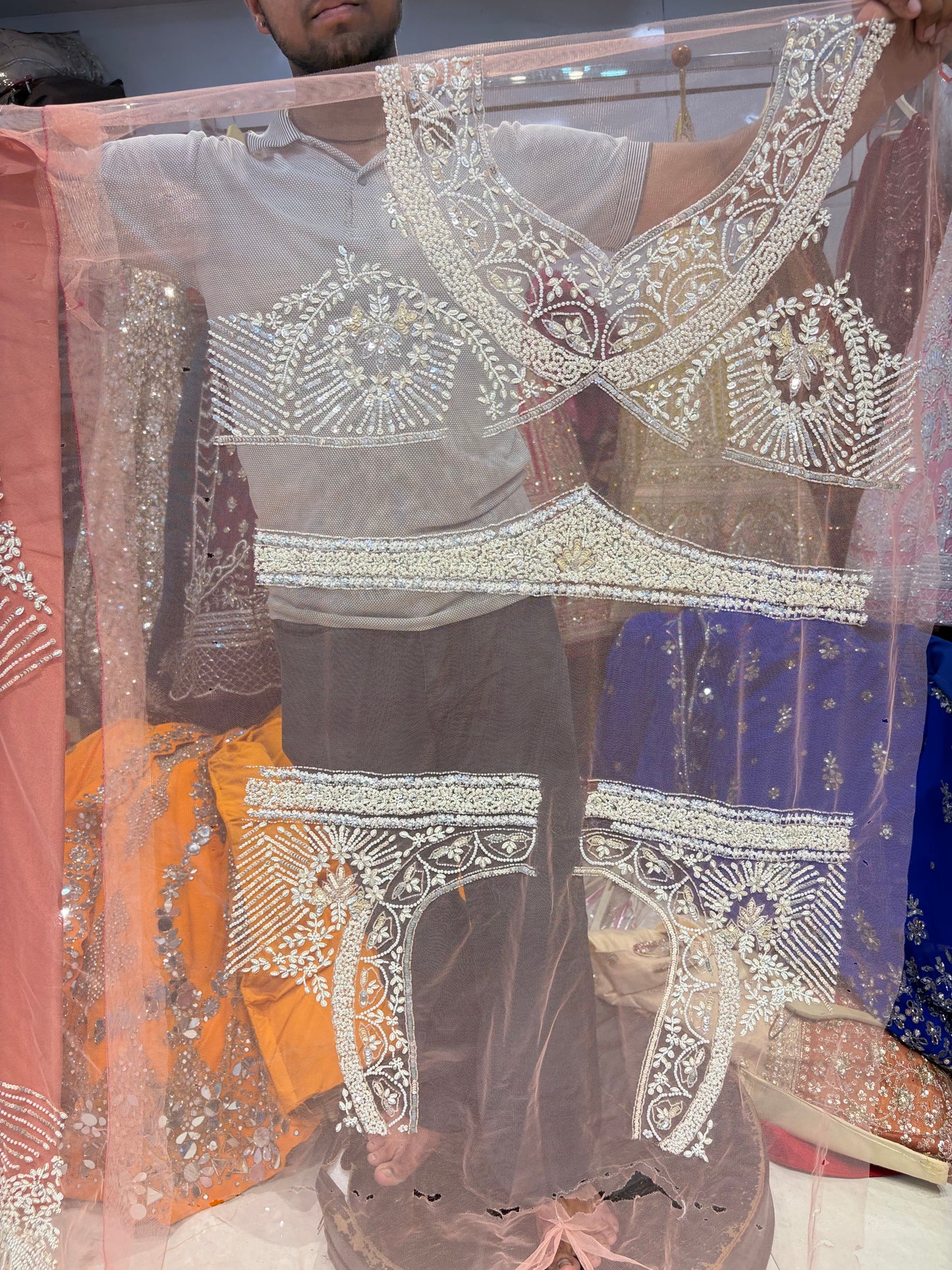 हस्तकला शिशु गुलाबी पेस्टल लहंगा