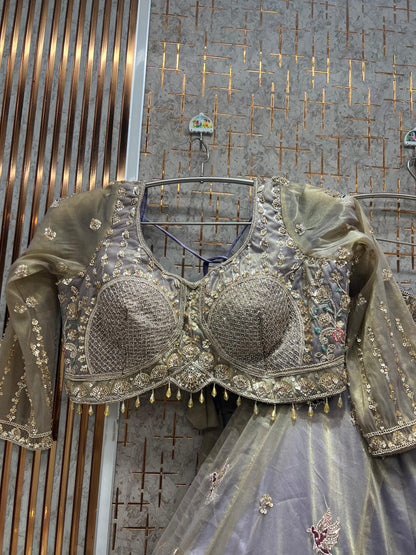 Blue crop top Lehenga