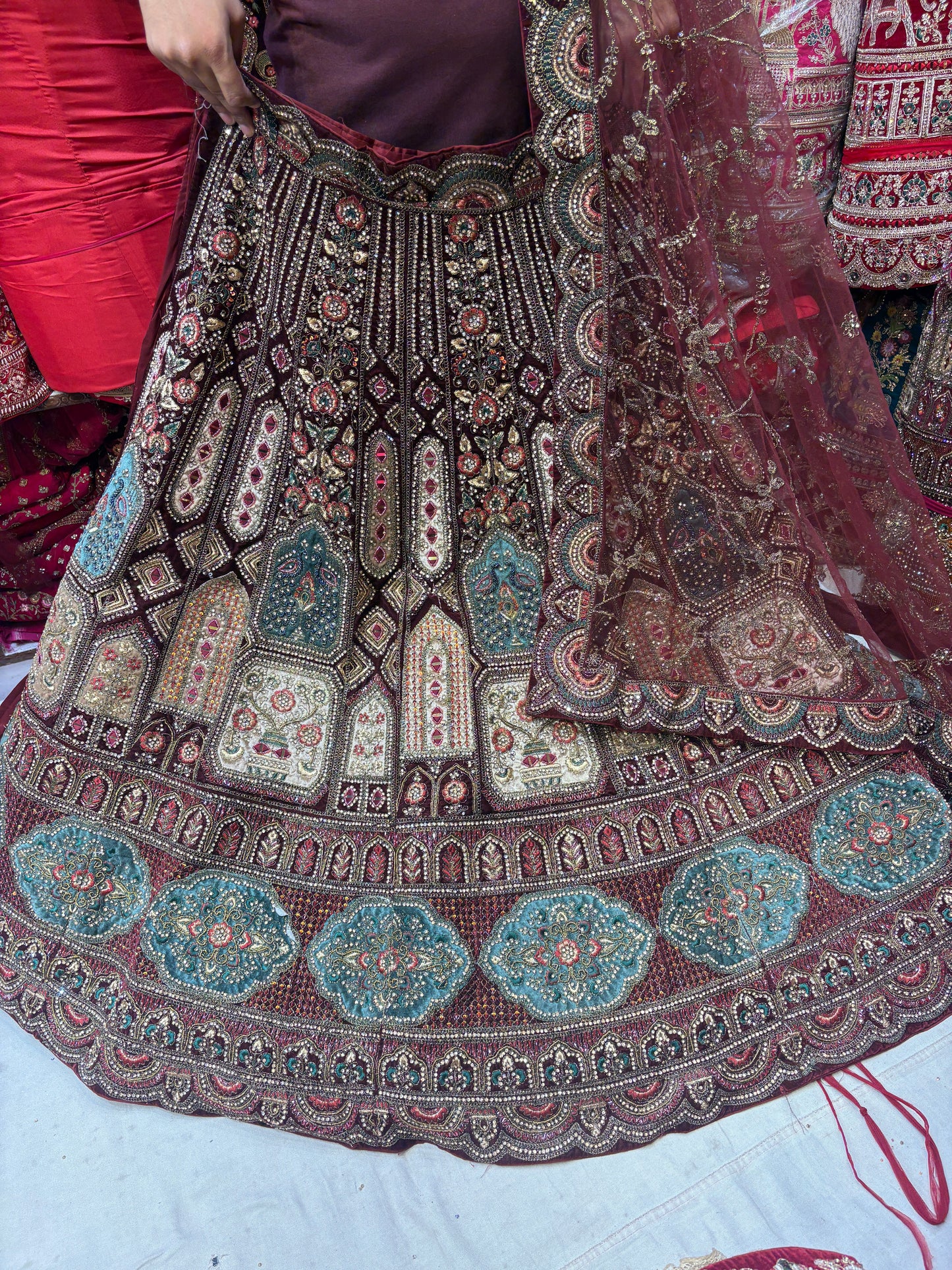Royal maroon bridal Lehenga happy customer