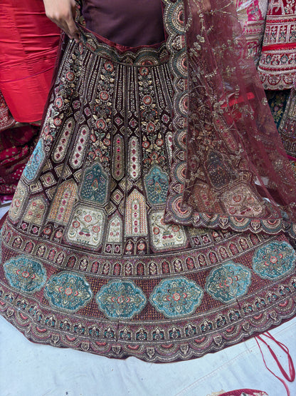 Royal maroon bridal Lehenga happy customer