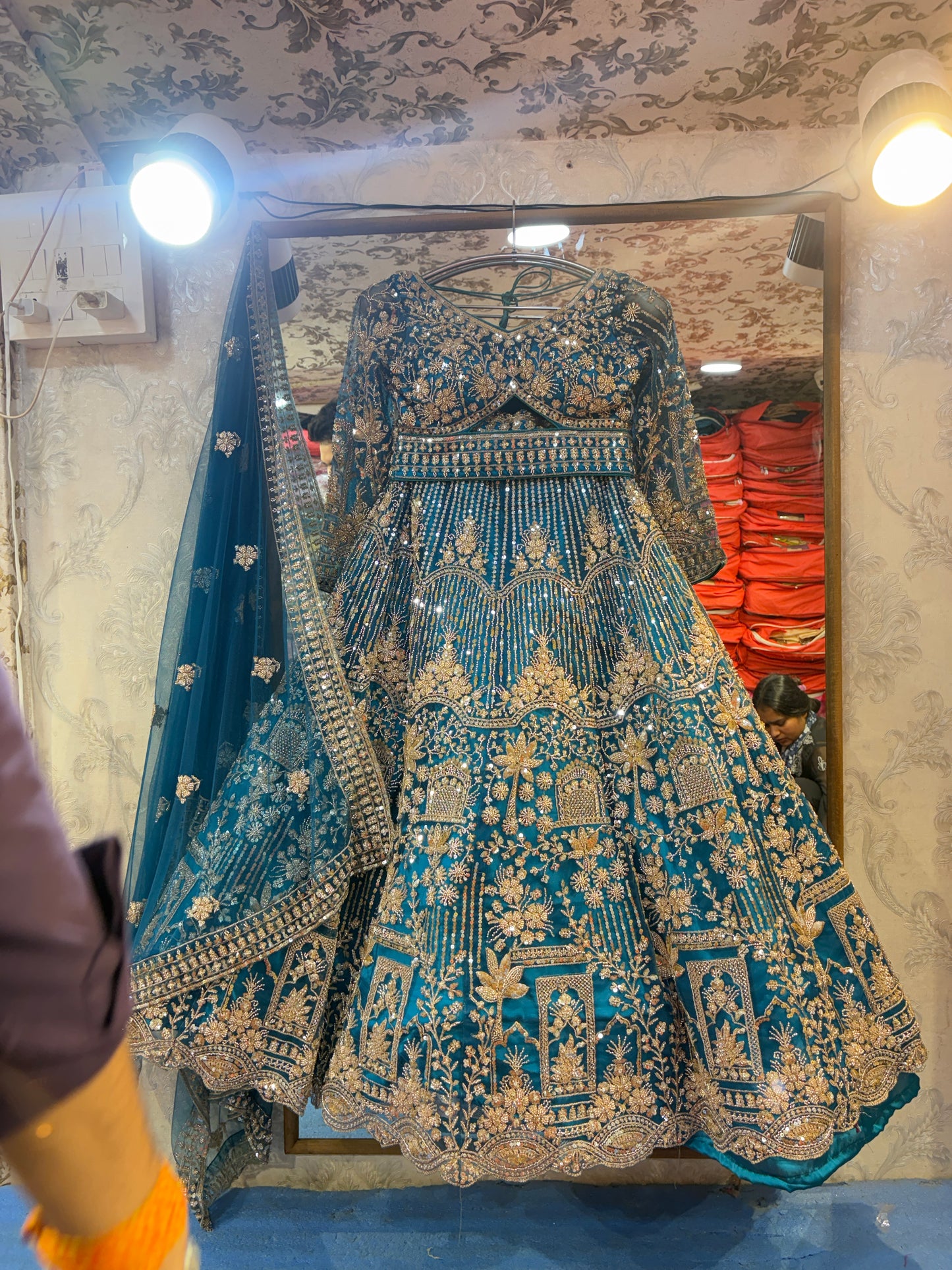 Astonishing sky blue crop top Lehenga