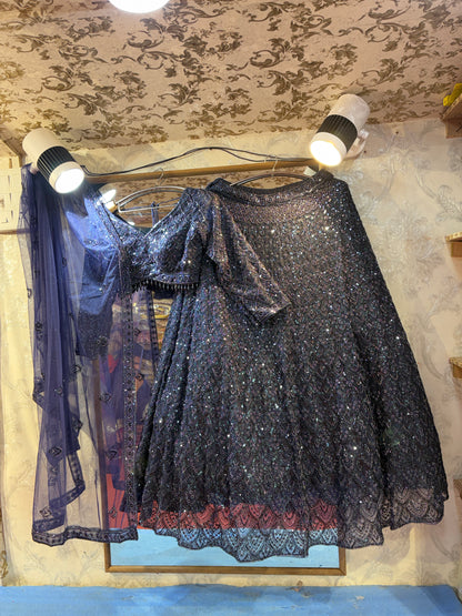 Lovely navy blue crop top Lehenga