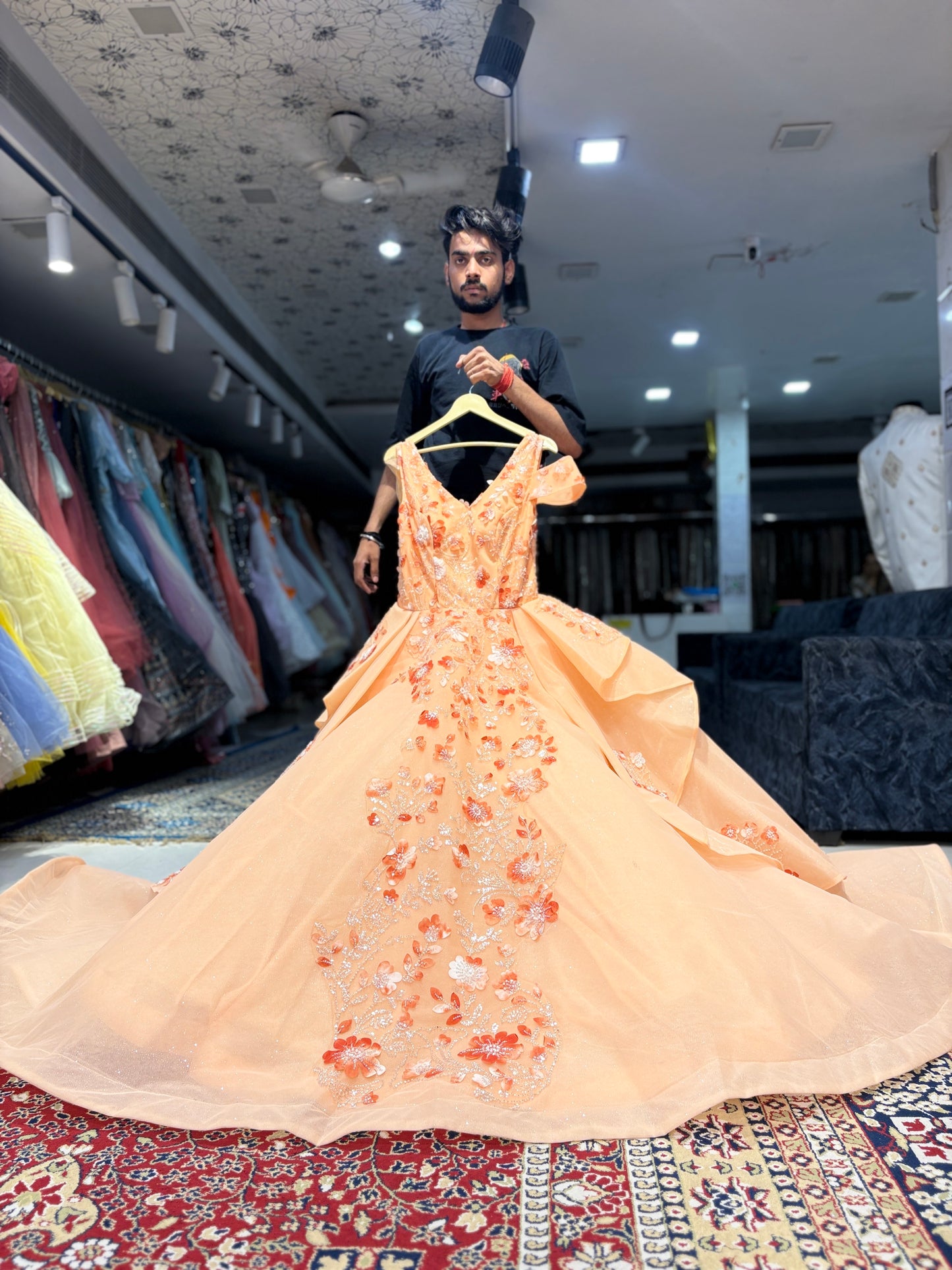 Stunning peach gown big flair