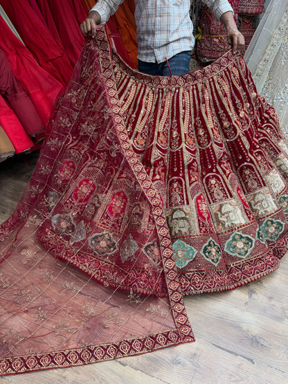 Maroon Gajraj Ball Bridal Lehenga