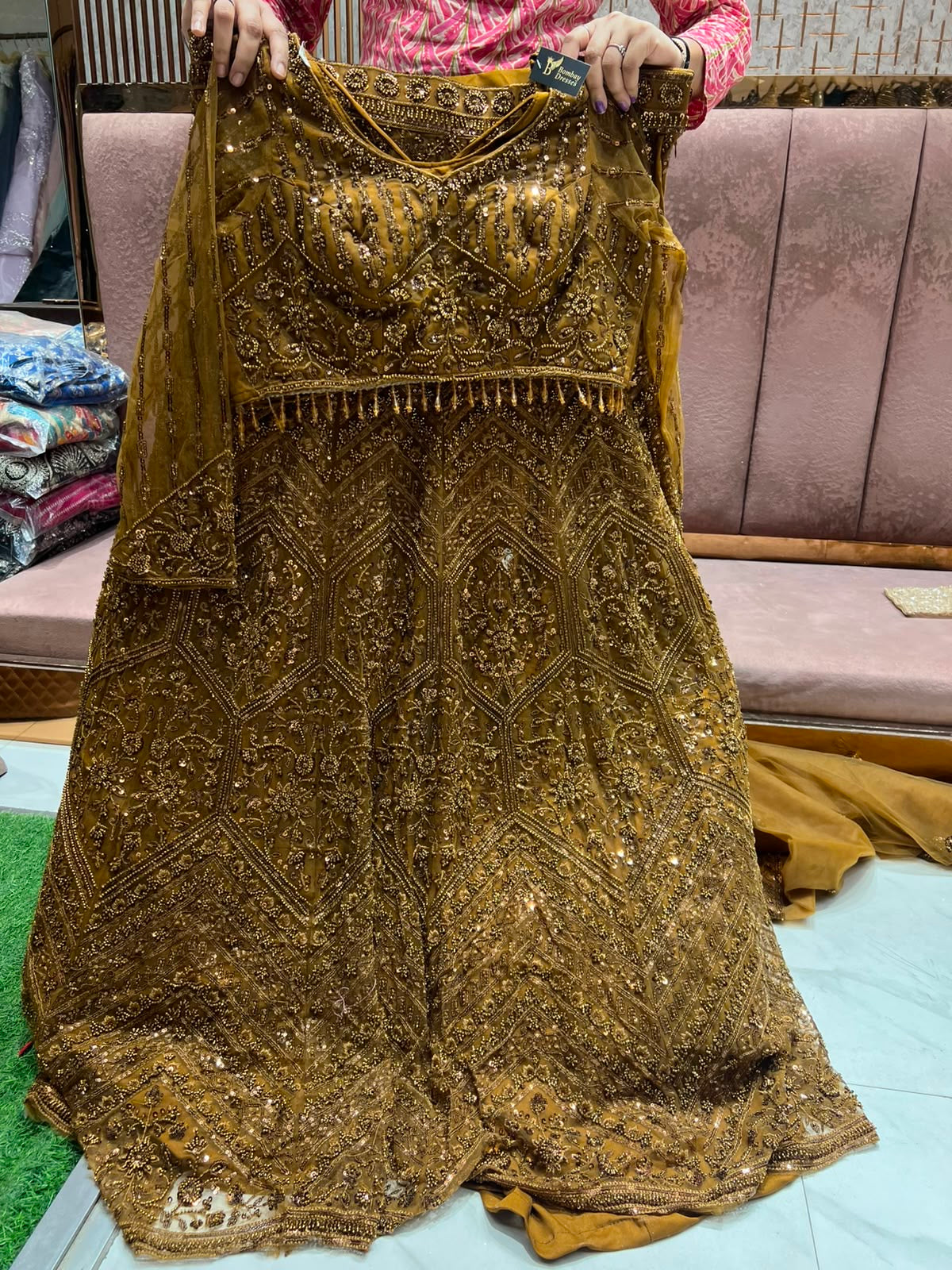 Mustard on Mustard Monotone Crop Top Lehenga