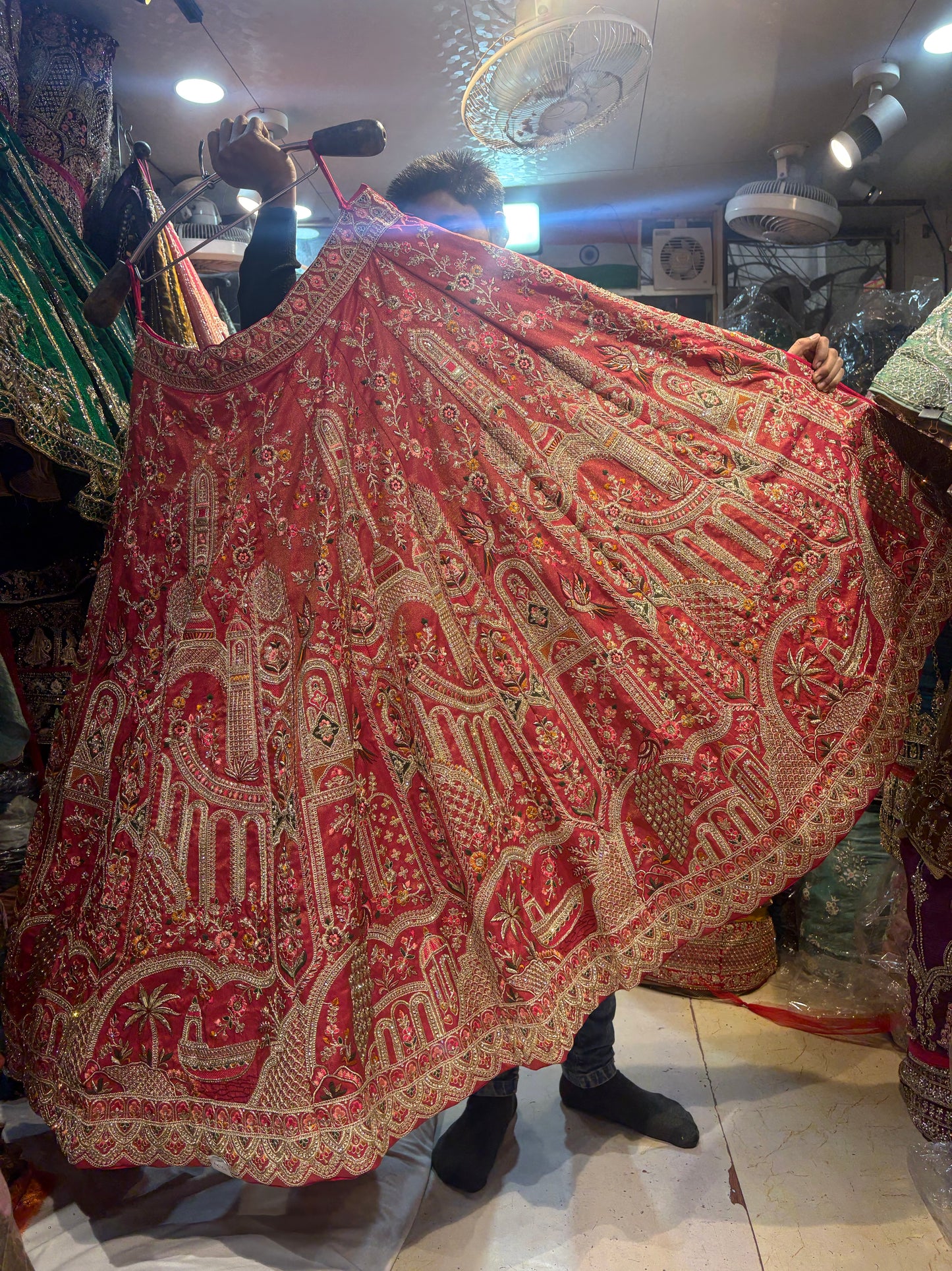 Charming Red peacock Bridal Lehenga