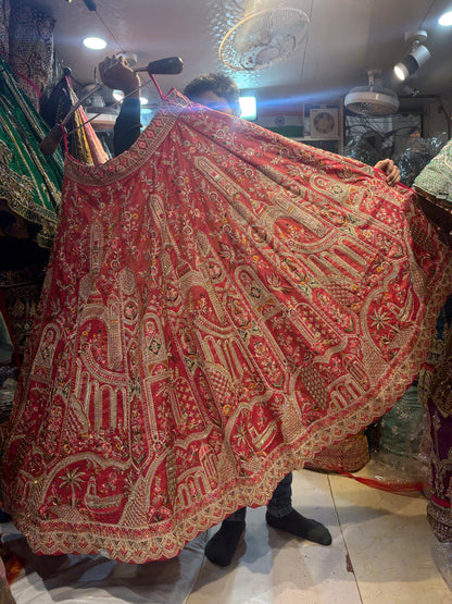 Charming Red peacock Bridal Lehenga