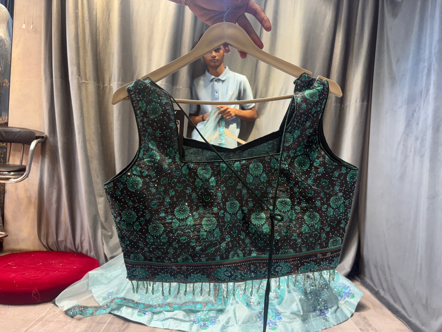 Good looking Green Crop Top Lehenga