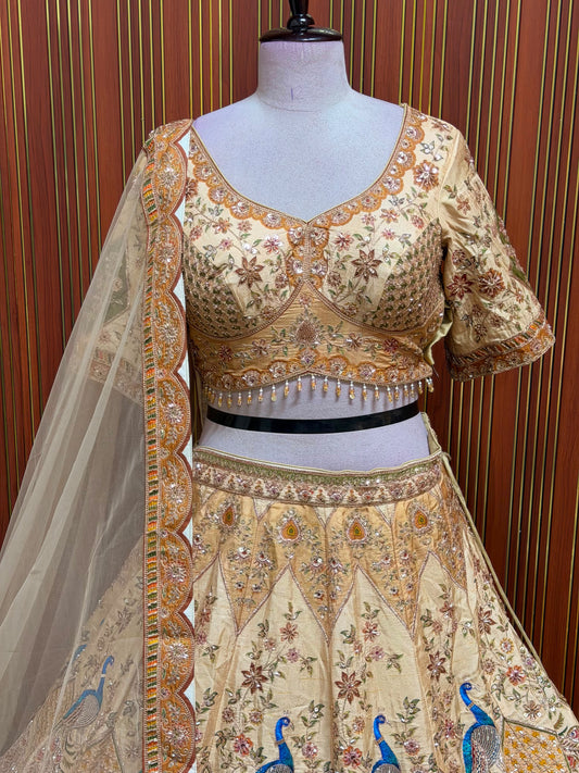 Golden chiku crop top Lehenga