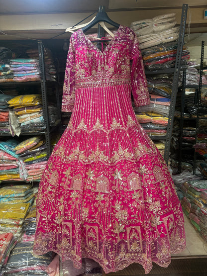 Khoobsurat Hot pink Farshi garara muslim Bride Special Dress