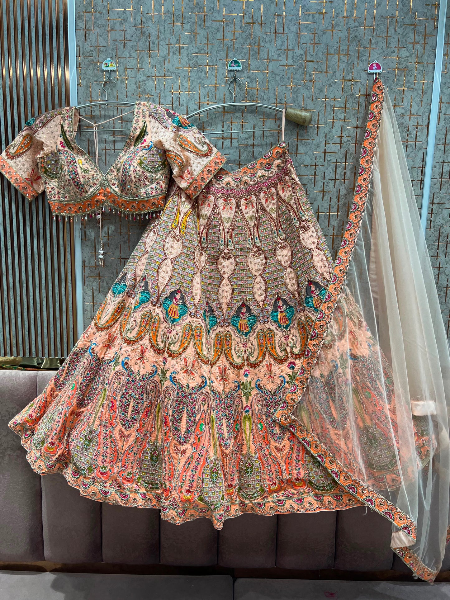 Peach Pink Crop Top Lehenga