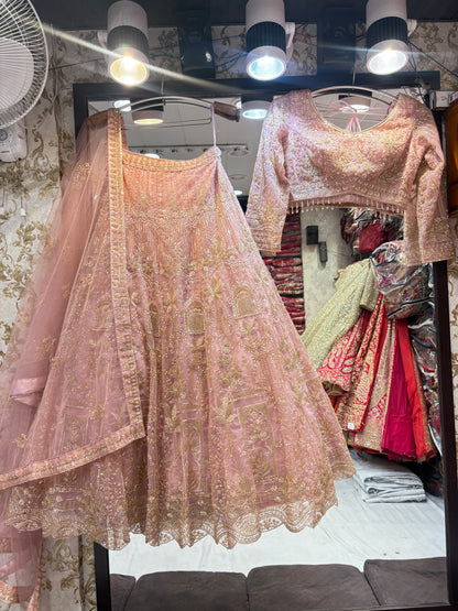 Awesome baby pink crop top Lehenga