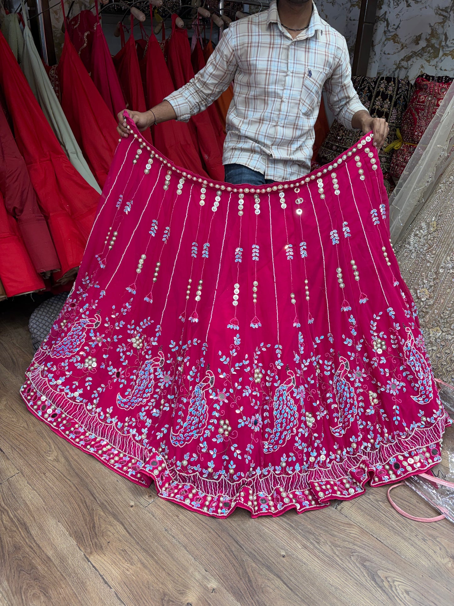 Dark Blue Peacock PDP Lehenga