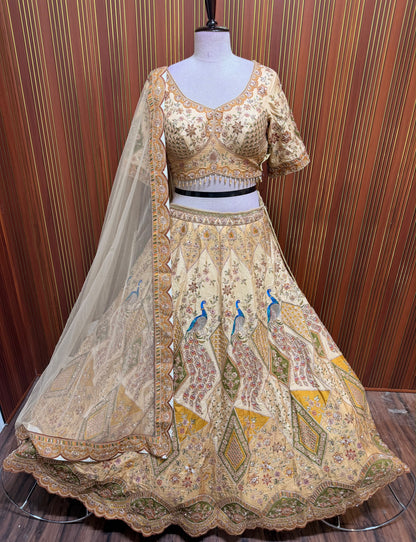 Golden chiku crop top Lehenga