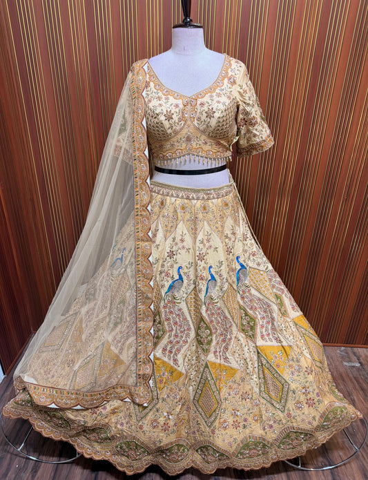 Golden chiku crop top Lehenga