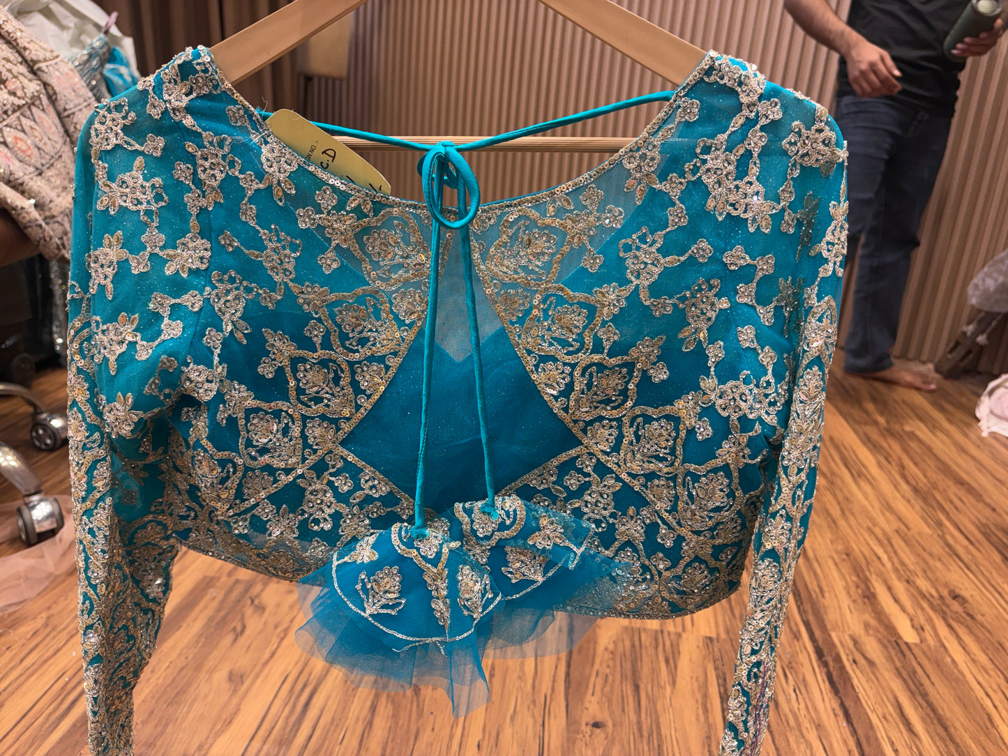 Delightful Sky blue Crop Top Lehenga