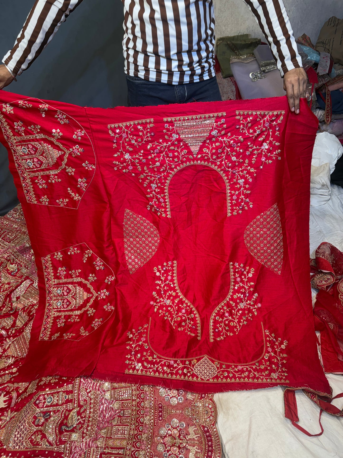 Elegant Red peacock Bridal Lehenga