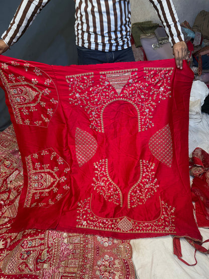 Elegant Red peacock Bridal Lehenga