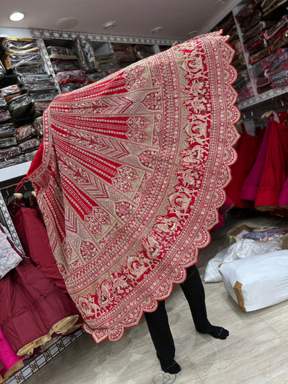 Good looking red bridal lehenga