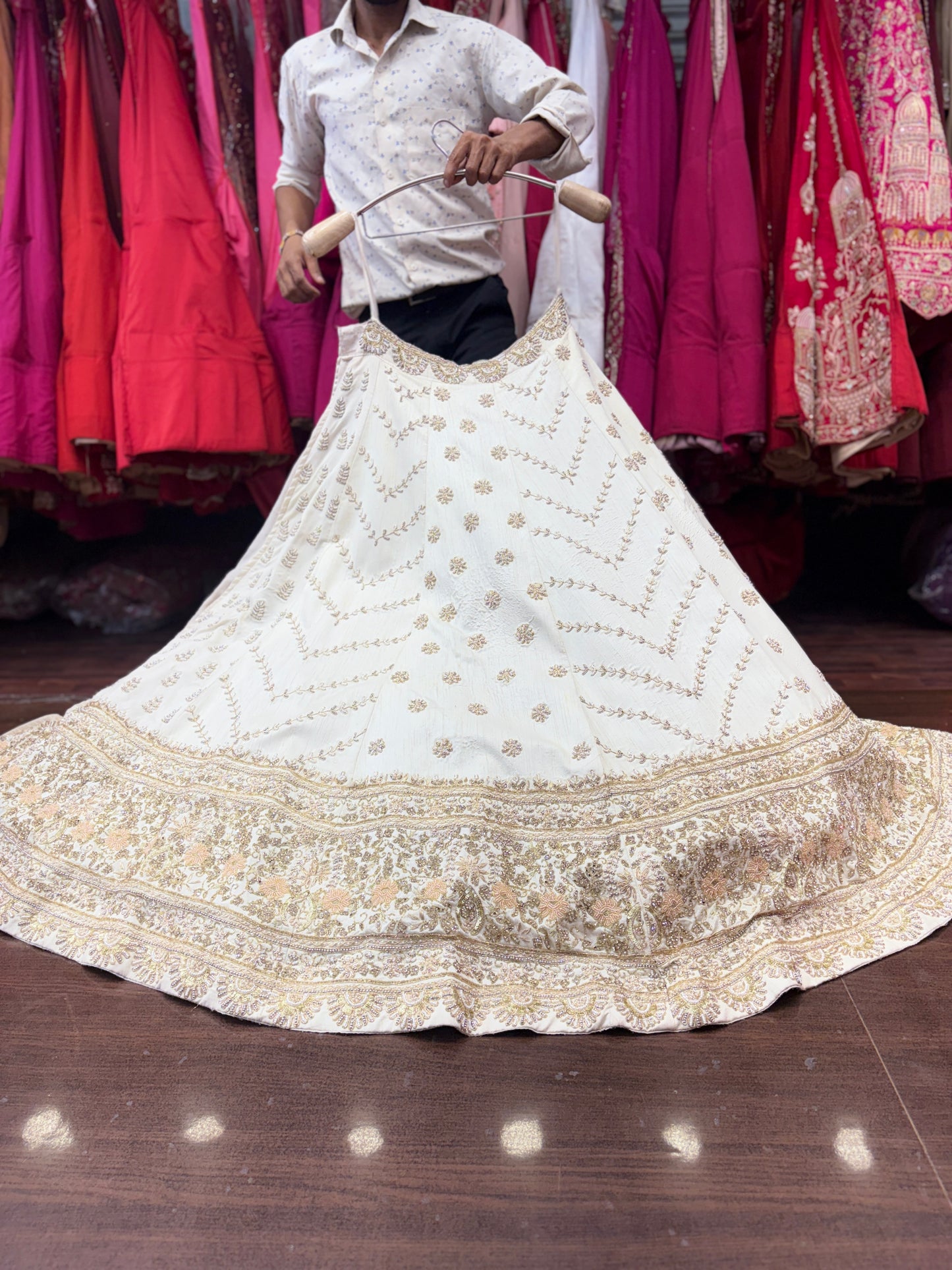 Cute white handwork handmade bridal Lehenga
