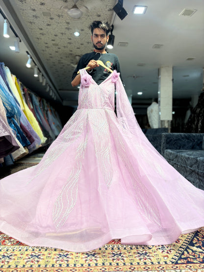 Astonishing pink gown big flair