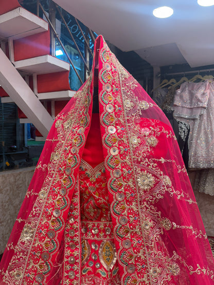 Pretty bridal peacock Lehenga sherwani combo